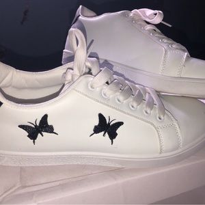 White With Black Shiny Butterflies never worn